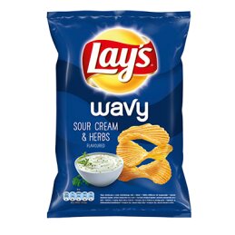 Bulvių traškučiai  Lays  Wavy grietinės ir prieskoninių žolelių skonio,120g
