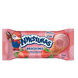 Braškinis plombyras  Nykštukas  su braškėmis vafliniame pudelyje 130ml/76g