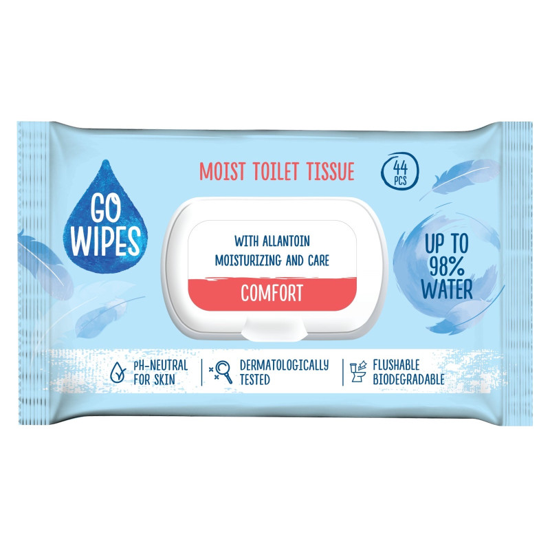 Drėgnas tualetinis popierius  GOWIPES Comfort 44vnt