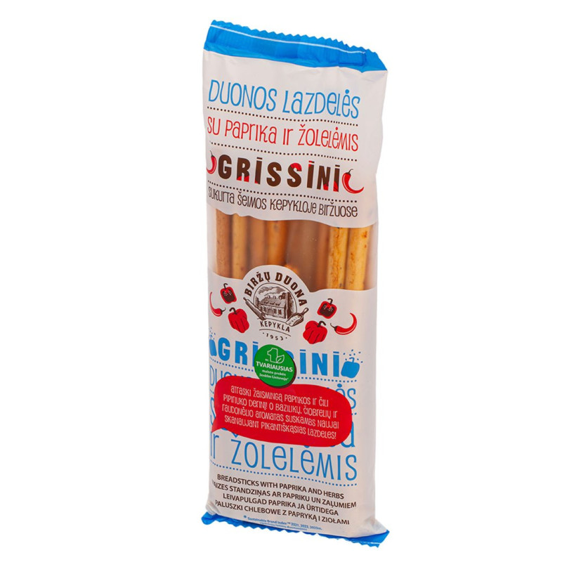 Duonos lazdelės  Grissini  125g su paprika ir žolelėmis
