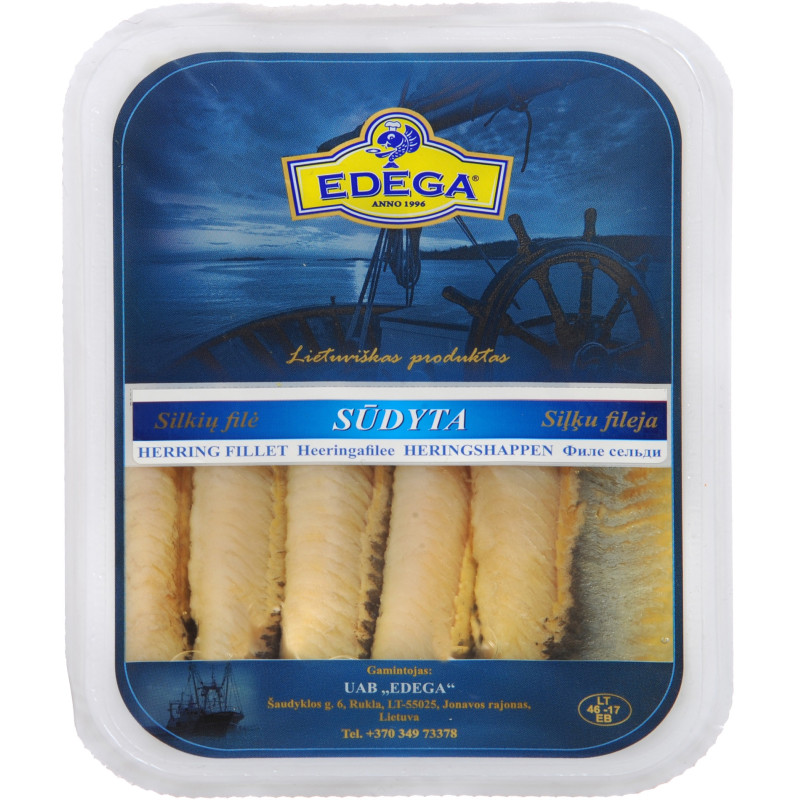 Sūdyta silkių filė  Edega  be odos su aliejumi 1kg