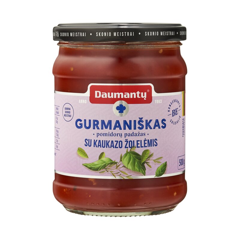 Pomidorų padažas Daumantų GURMANIŠKAS su kaukazo žolelėmis 500g