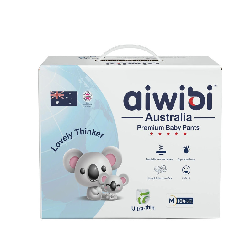 Sauskelnės-kelnaitės aiwibi Australia Premium M 6-11kg 104vnt