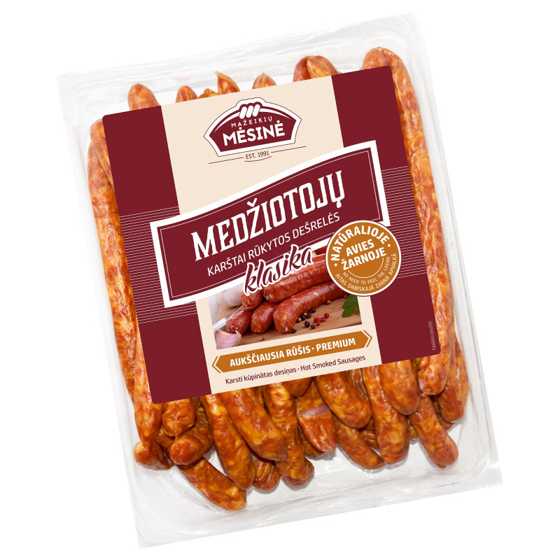 Karštai rūkytos Medžiotojų dešrelės, Mažeikių mėsinė