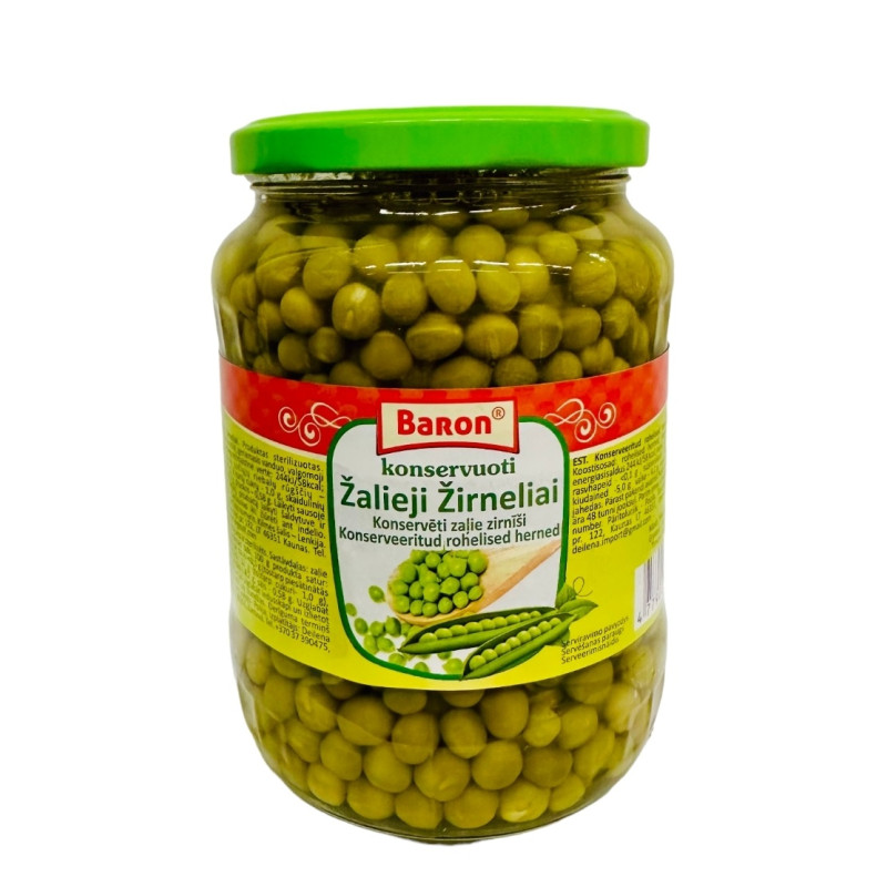 Konservuoti žalieji žirneliai  BARON  690g/430g