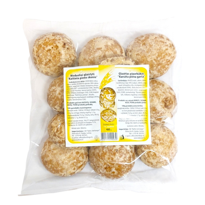 Meduoliai glaistyti  Kaitinto pieno skonio , 400g