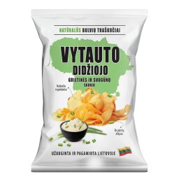 Bulvių traškučiai  Vytauto didžiojo  90g  grietinės ir svogūno skonio