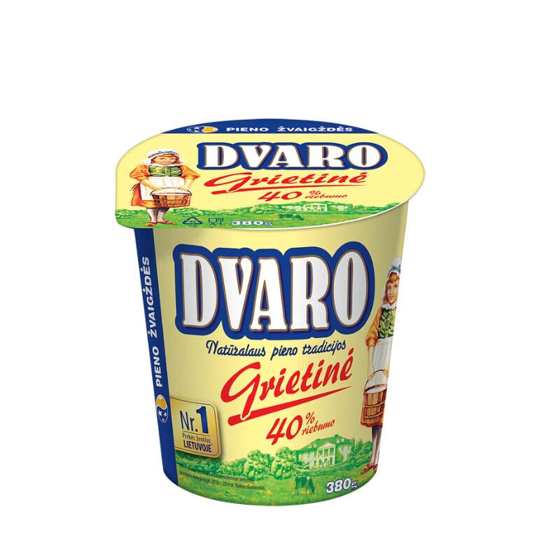 DVARO grietinė 40% rieb., 380g