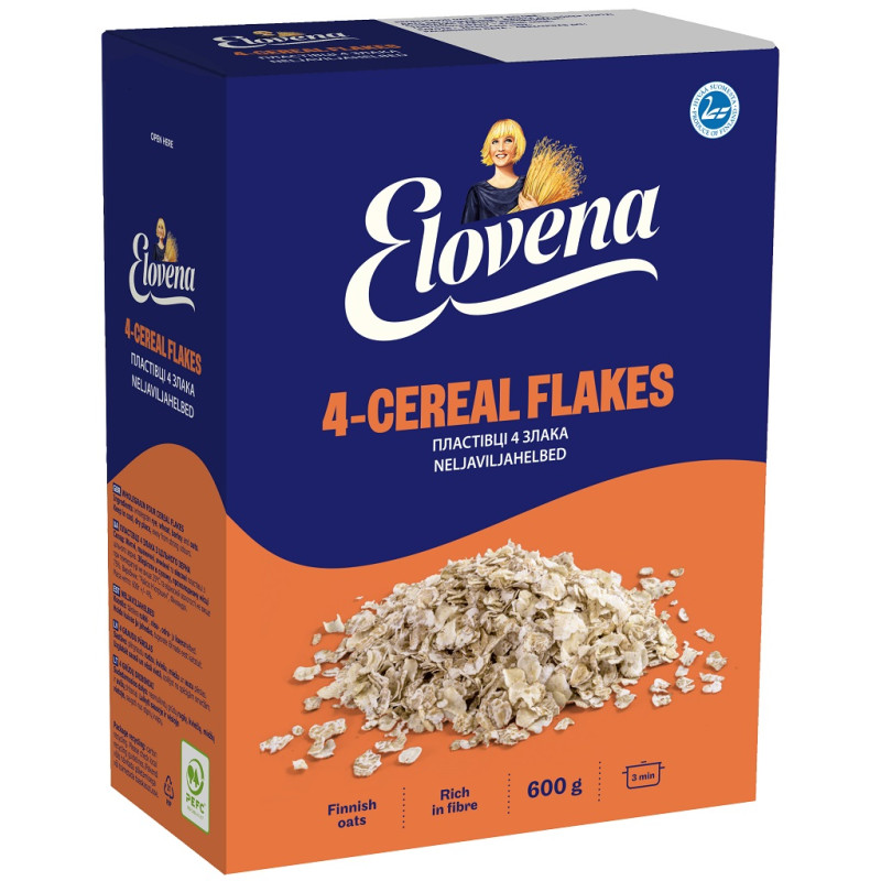 4-ių grūdų dribsniai Elovena, 600g