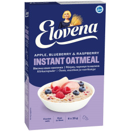 Elovena avižinė košė su obuoliais,mėlynėmis,avietėmis