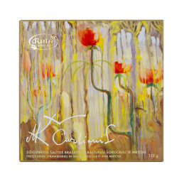 Džiovintos šaltyje braškės su baltuoju šokoladu ir matcha  Čiurlionis  115g