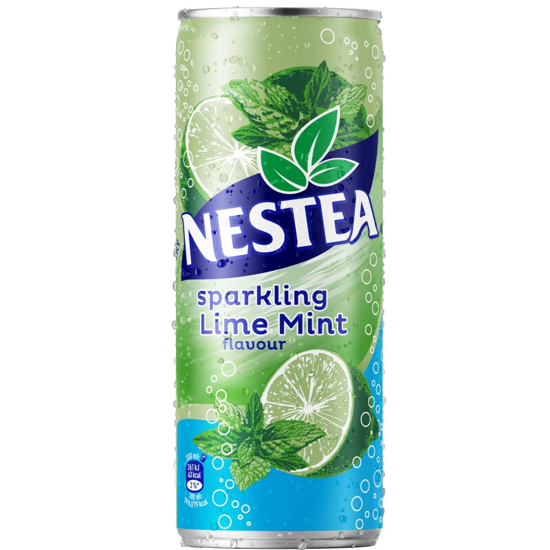 Gazuotas gėrimas NESTEA 330ml žaliųjų citrinų ir mėtų skonio su juodosios arbatos ekstraktu