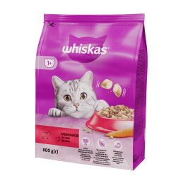 Visavertis sausas ėdalas suaugusioms katėms  WHISKAS  su jautiena 800g