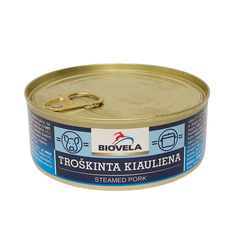 Konservuota troškinta kiauliena 240g/Biovela
