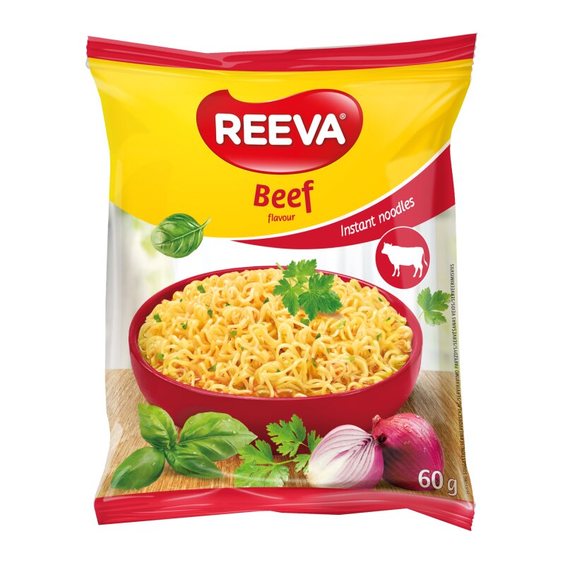 Greitai paruošiami makaronai  Reeva  jautienos skonio, 85g