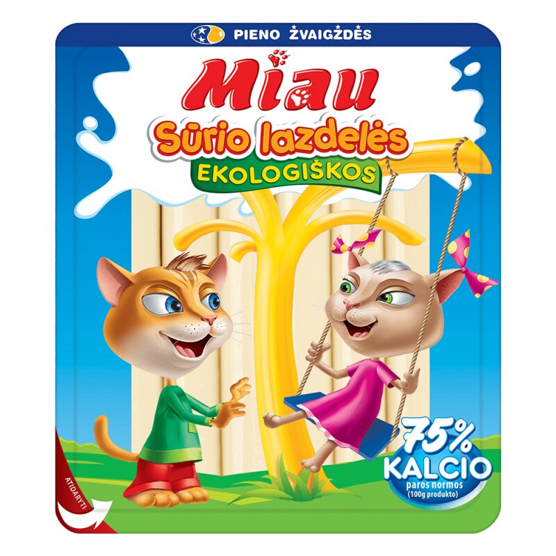 Sūrio lazdelės "Miau" 40% rieb., Eko, 9vnt 90g