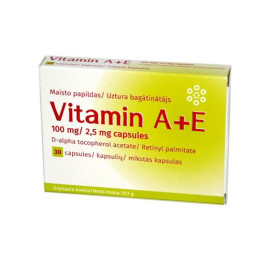 Vitaminas A+E kapsulės 100mg,30kapsulių