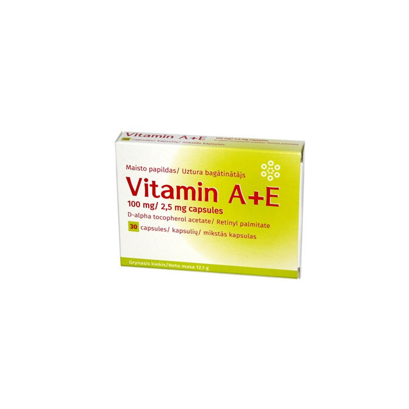 Vitaminas A+E kapsulės 100mg,30kapsulių