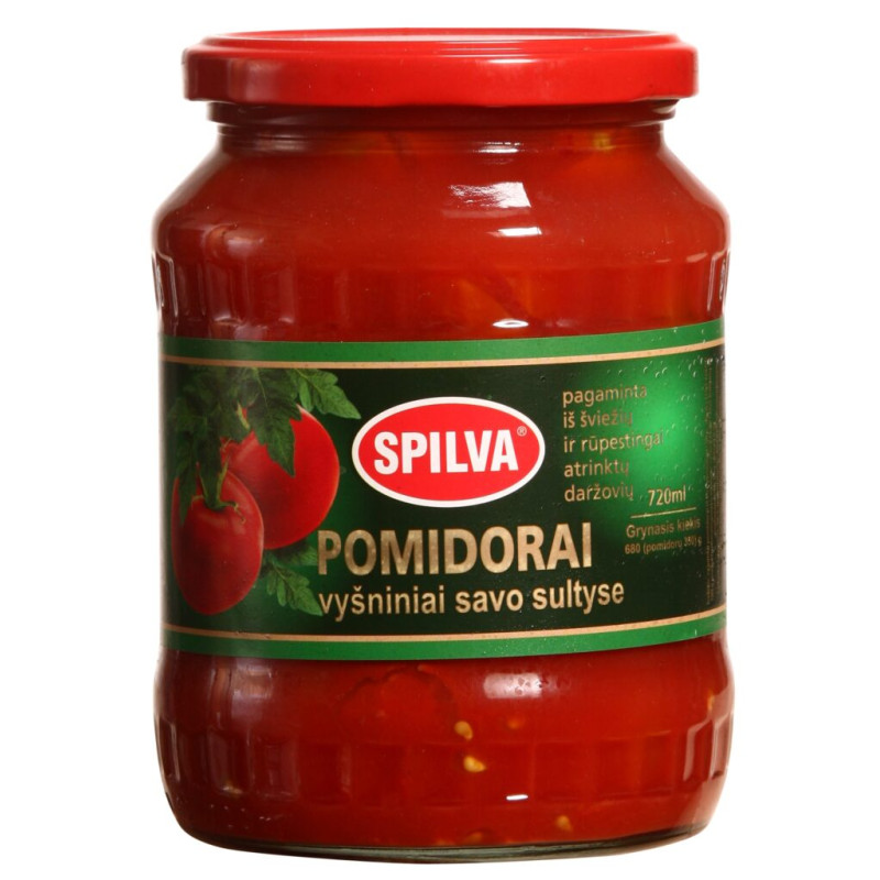 Vyšniniai pomidorai  Spilva  savo sultyse, 680g/350g