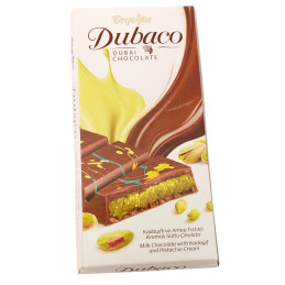 Pieninis šokoladas  Dubaco  210g su skrudinta  Kadayfi  tešla ir pistacijų kremu