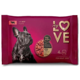 Konservuotas pašaras šunim  My Love  4x100g su jautiena