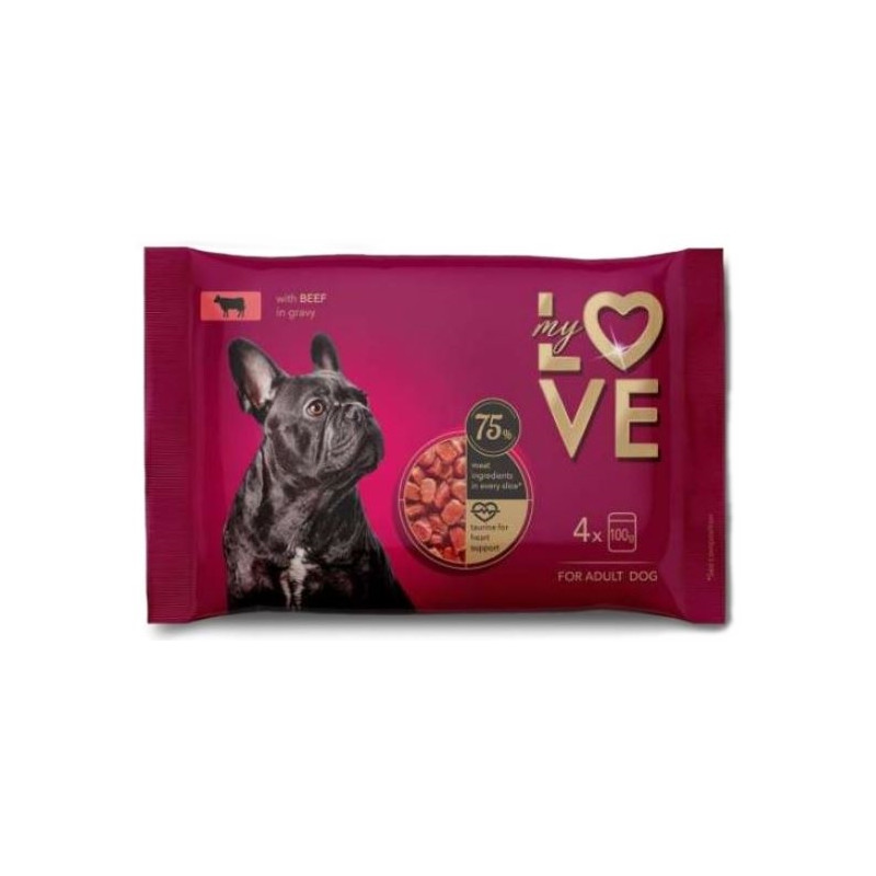 Konservuotas pašaras šunim  My Love  4x100g su jautiena