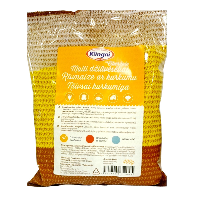 Malti džiūvėsėliai geltoni 400g Klingai