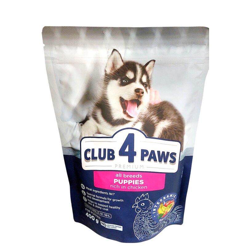 Sausas ėdalas šuniukams  CLUB4PAWS  400g su vištiena