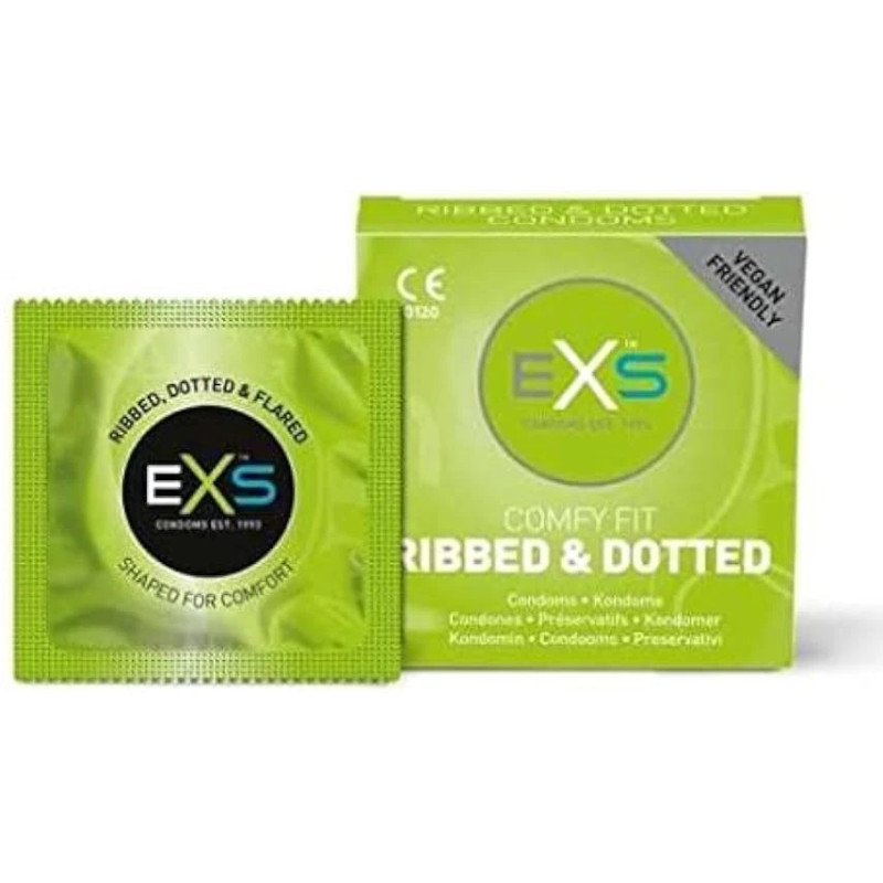 Prezervatyvai  EXS  Ribbed&Dotted 3vnt