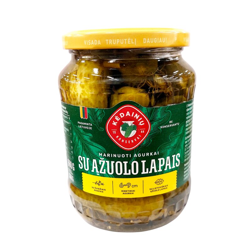 Marinuoti agurkai su ąžuolo lapai 660g