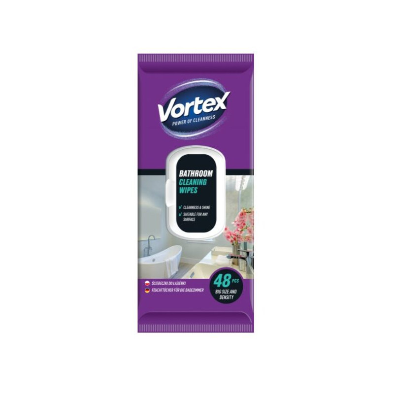 Buitinės drėgnos servetėlės  Vortex voniai 48vnt