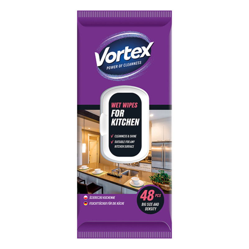 Buitinės drėgnos servetėlės   Vortex  virtuvei 48vnt
