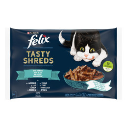 Katėms Felix Tasty Shreds  4 x 80g su lašiša ir tunu
