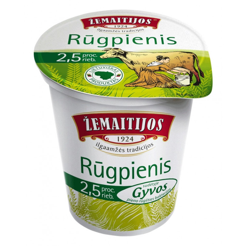 Rūgpienis "Žemaitijos"  0.5l, 2.5% riebumo