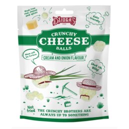 Traškūs, džiovinto sūrio kamuoliukai  Džiugas  grietinėlės ir svogūnų skonio 45% rieb. 40g