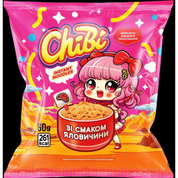 Greitai paruošiami makaronai  Chibi  jautienos skonio, 60g