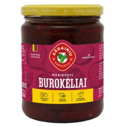 Marinuoti burokėliai 480g/265g pjaustyti, silpnai rūgštūs /KĖDAINIŲ