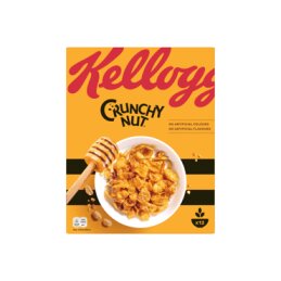 Skrudinti auksaspalviai kukurūzų dribsniais su cukrumi,žemės riešutais Kelloggs 375g