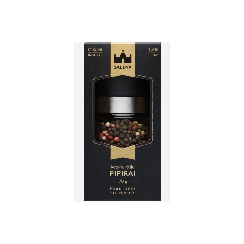Keturių rūšių pipirai  Saldva  su malūnėliu,70g