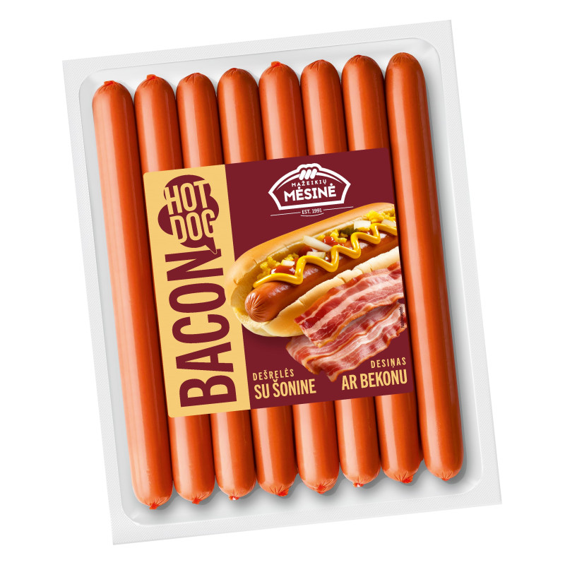Virtos dešrelės  Hot Dog Bacon  530g su šonine, Mažeikių mėsinė