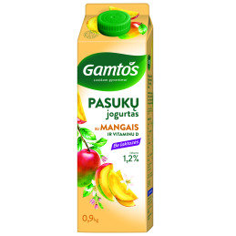 Pasukų jogurtas Gamtos  0.9kg su mangais ir vitaminu D