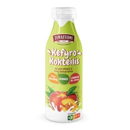 Kefyro kokteilis 0.4% 450g su linų sėmenimis ir persikais