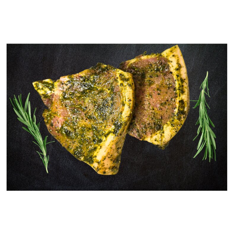 Marinuota kiaulienos nugarinė su kaulu, su oda