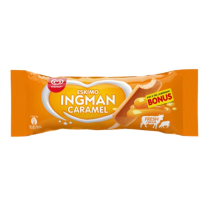 Karamelės skonio ledai  Ingman  su karamelės traškučiais 120ml/70g