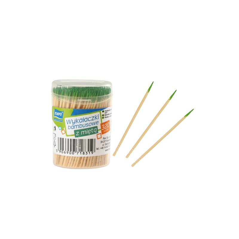 Dantų krapštukai bambukiniai  su mėta 320vnt