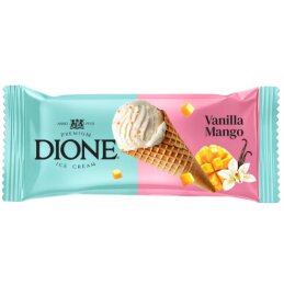 Vaniliniai mangų-pasiflorų ledai''Dione Vanilla Mango''su chia sėklomis ragelyje,130ml/72g