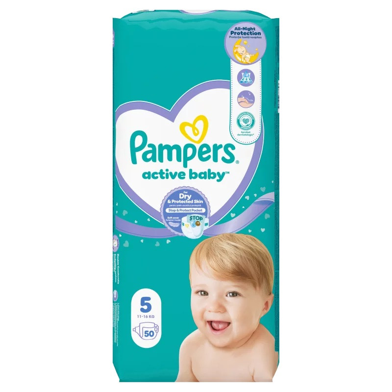 Sauskelnės Pampers Active Baby Maxi, 5 dydis, 11-16kg, 50vnt