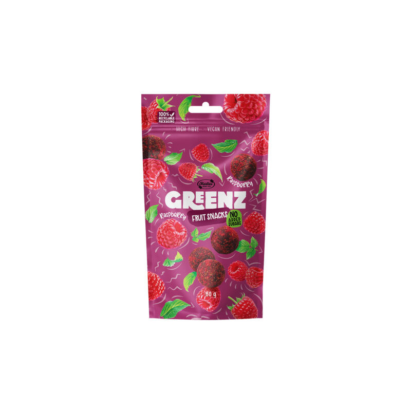Vaisių užkandžiai su avietėmis  Greenz raspberry  80g