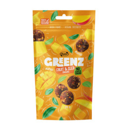 Vaisių ir sėklų  užkandžiai su mangais  Greenz mango  80g