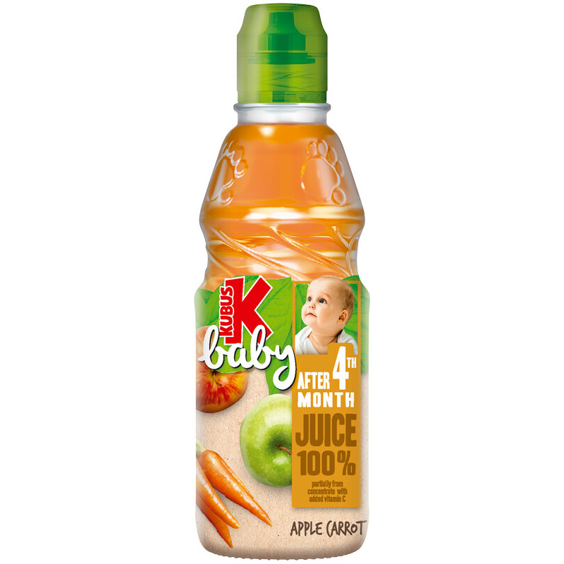 Vaisių ir daržovių sultys Kubus baby obuolių-morkų  su vitaminu C 0.3l